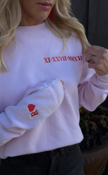 Roman Numeral Anniversary Date Crewneck Sweatshirt